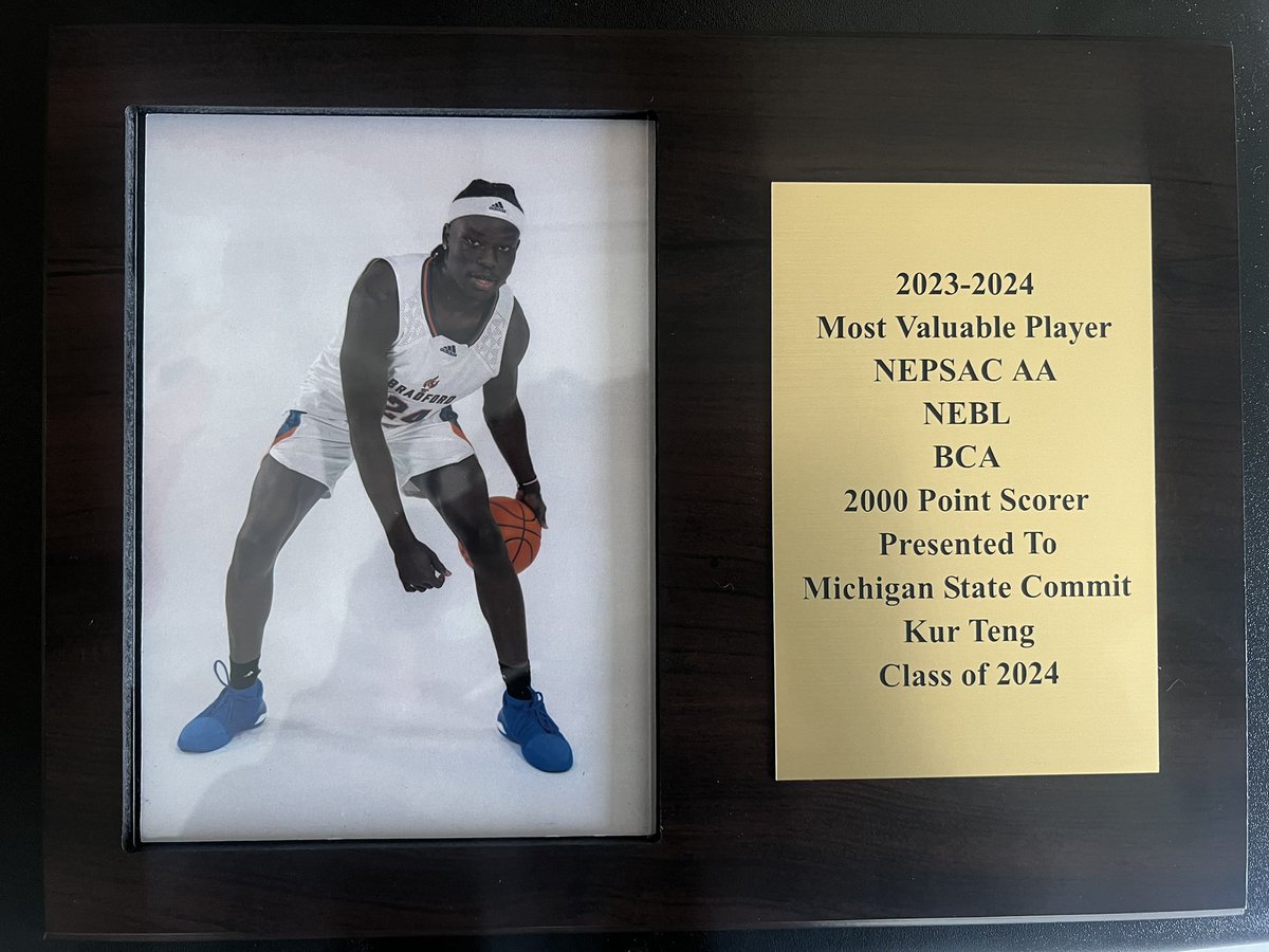 We did have Michigan State commit and 2,000 point scorer Kur Teng on our team. He was the Most Valuable Player (MVP) of NEPSAC AA; the MVP of the New England Basketball League (NEBL), the MVP of Bradford Christian. That helped win a NEPSAC AA championship just a little bit. 😳
