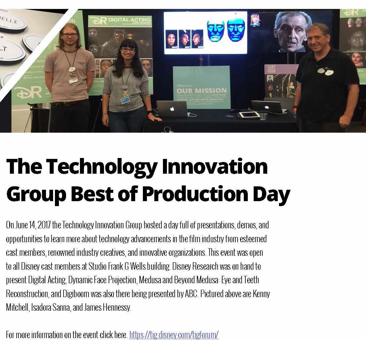 Kenny Mitchell (@farpeek) on Twitter photo Looking back on a nice win of Disney Best of Production for Disney Research with ILM. Looking back on a nice win of Disney Best of Production for Disney Research with ILM.