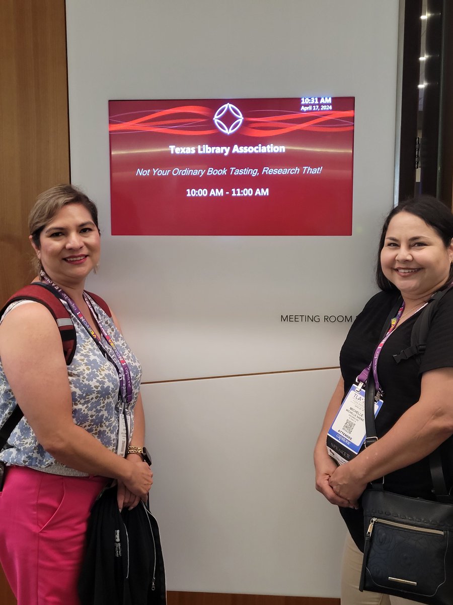 <a href="/YAranda_LMS/">Yvette Aranda</a> and I presented at TLA today!  Informed our audience on how to use book tasting as a springboard to research using <a href="/galecengage/">Gale Cengage</a> databases. 
<a href="/Socorro_HS1/">Ignacio Estorga, Ed.D</a> <a href="/PFranco_SHS/">Patricia M Franco</a> <a href="/Sparks_Interest/">Marcy Sparks</a> #TLA2024