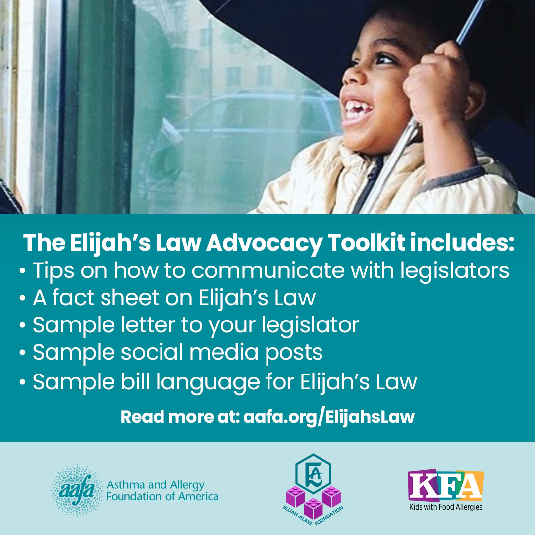 Join @ElijahsEcho, @AAFANational, and @kfatweets in support of Elijah's Law. Child care facilities and schools must have policies in place to prevent, respond to, and treat potentially life-threatening allergic reactions. Find out how to take action here: community.kidswithfoodallergies.org/blog/elijah-s-…