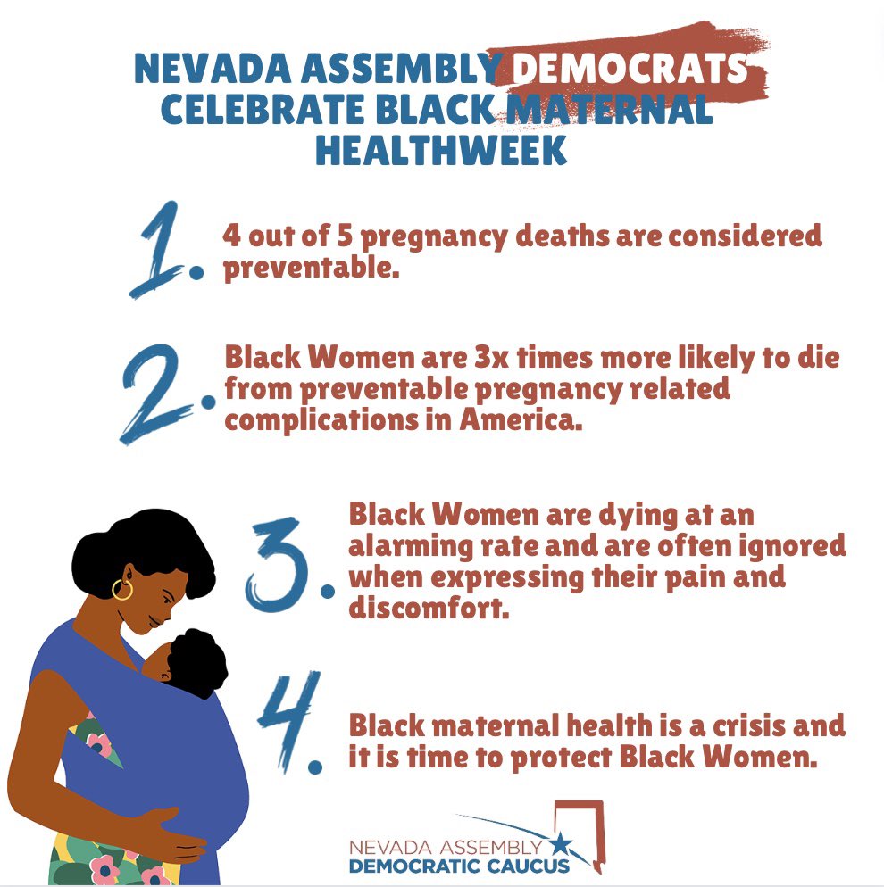 As #blackmaternalhealthweek comes to a close the Nevada Assembly Democrats want to highlight an often forgotten and ignored crisis that plagues black women everyday. It’s time we address this crisis!