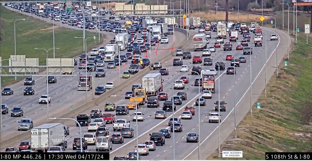 #Omaha Crash I-80 WB @ 108th St. Left lane is blocked. Keep right.