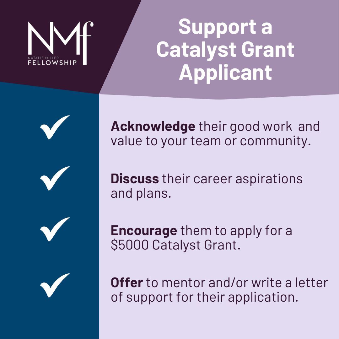Look around your workspace, your colleagues, and community. Can you inspire someone to apply for a Catalyst Grant to advance their career in the screen industry? #support #careerdevelopment