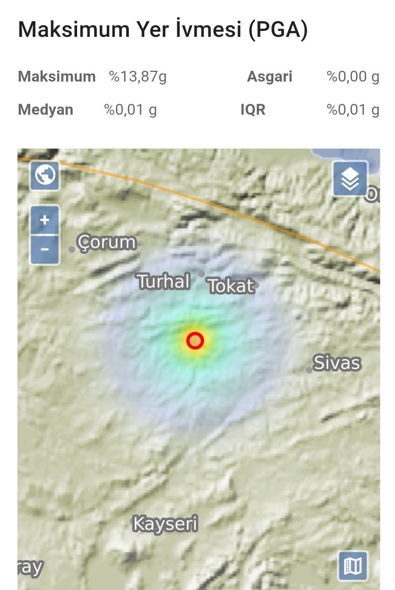 sismikveri's tweet photo. #Tokat buğdaylı fayı üzerinde 4,8 deprem oldu.P ve S dalgasının gelişi arasında 2 saniye fark vardı.
Bulunduğum lokasyona 80 km olmasına rağmen ciddi şekilde sarstı.Uzunluğu 23 km olup 6,0 magnitud #deprem üretebilecek bir kırık .
4,0 civarı artçı sarsıntılar olağandır .Merkez üssüne 50 km uzaklıkta ve çok yakın olanlar BİNALARINA GÜVENMİYOR VE RİSKLİ OLDUĞUNU DÜŞÜYORLARSA  bir müddet dışarıda, binalardan uzak durması tedbir açısından önemli.