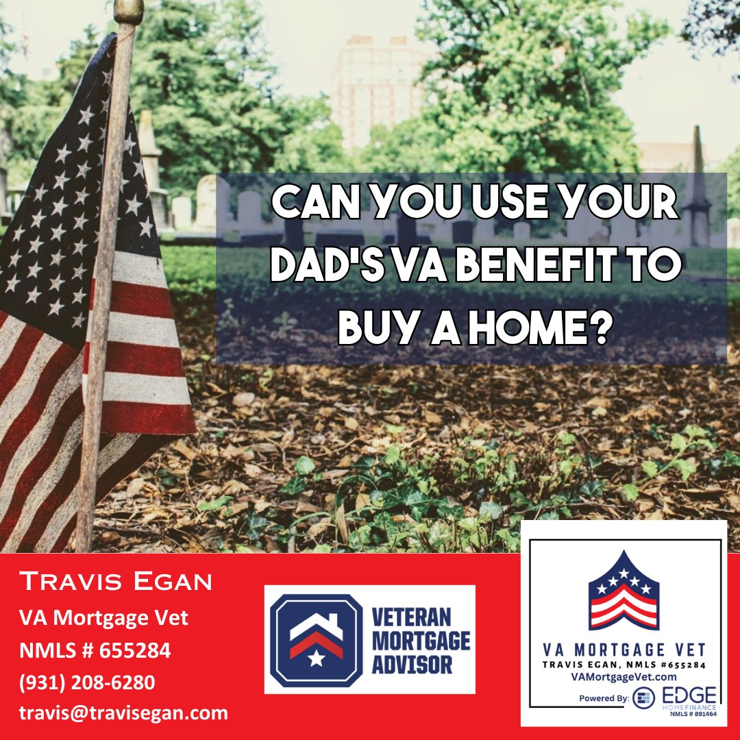 ⏱️ TONIGHT'S WEBINAR! ⏱️

🚨 Veterans! Can you use your Dad’s VA benefit to buy a home? NO!  💸🏠

Learn how to take advantage of your benefits & become a homeowner! 💪

FREE webinar:
🗓️ Tonight, 6:30 PM CT
🔗 shorturl.at/klDF3

#VALoan