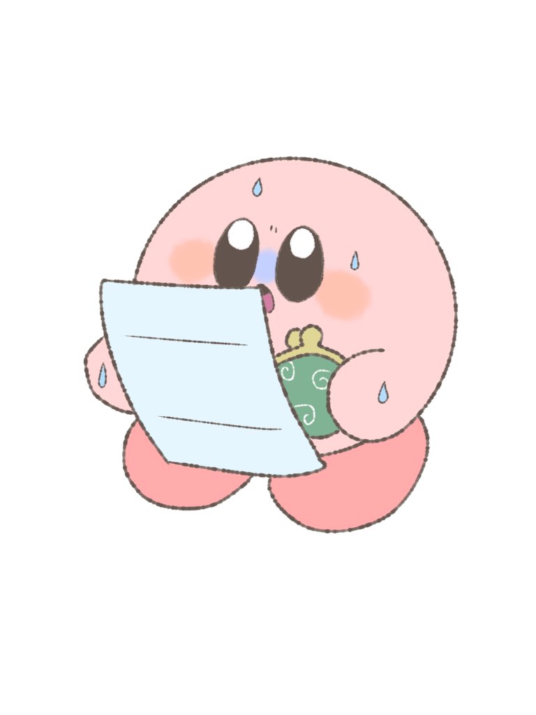 kirby solo blush open mouth simple background white background holding full body  illustration images