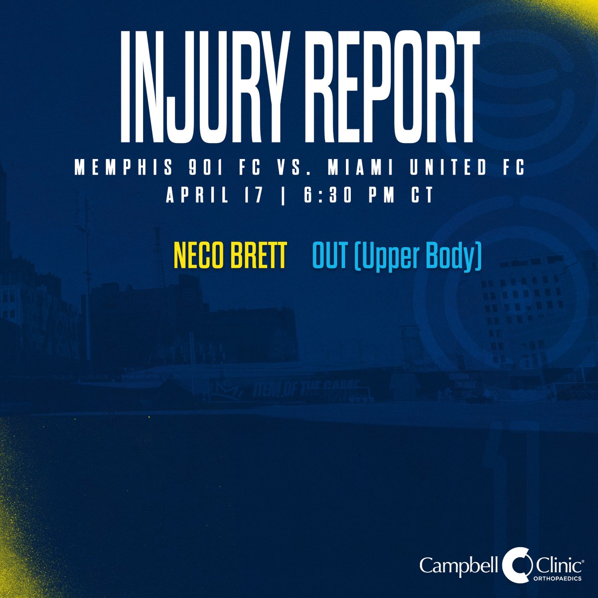 Here's our injury report for tonight's @opencup match:

@CampbellClinic 

#USOC2024 // #DefendMemphis