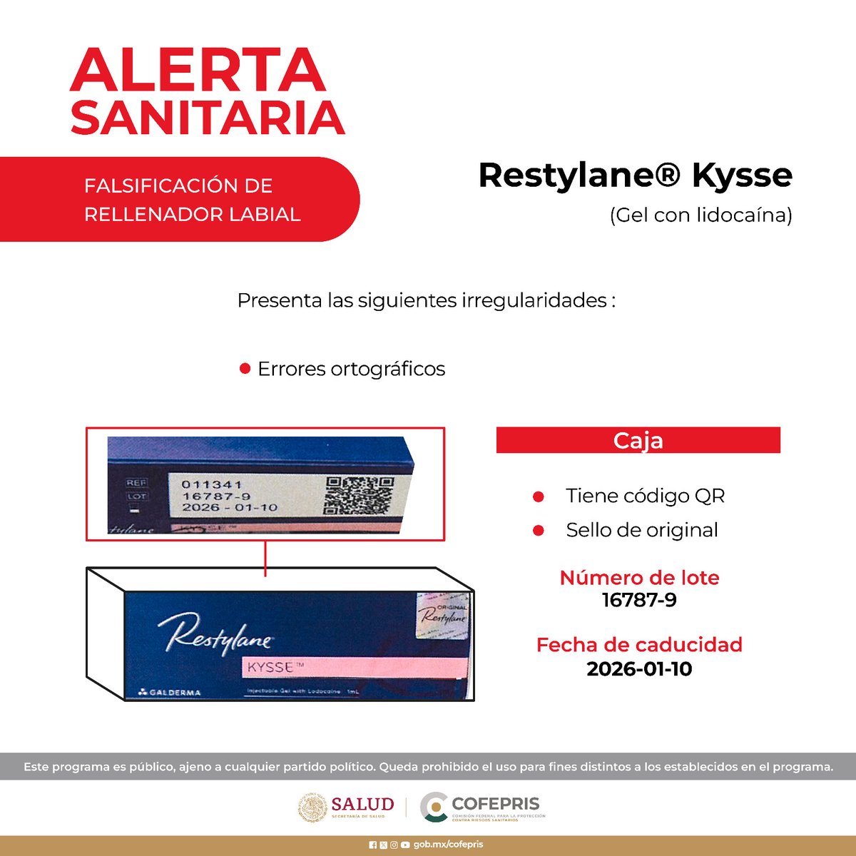 COFEPRIS's tweet photo. Cofepris alerta sobre rellenador labial: representa severo riesgo sanitario. 
👉🏼 https://t.co/vf7v3IlXlq https://t.co/nNVD2mKYSY