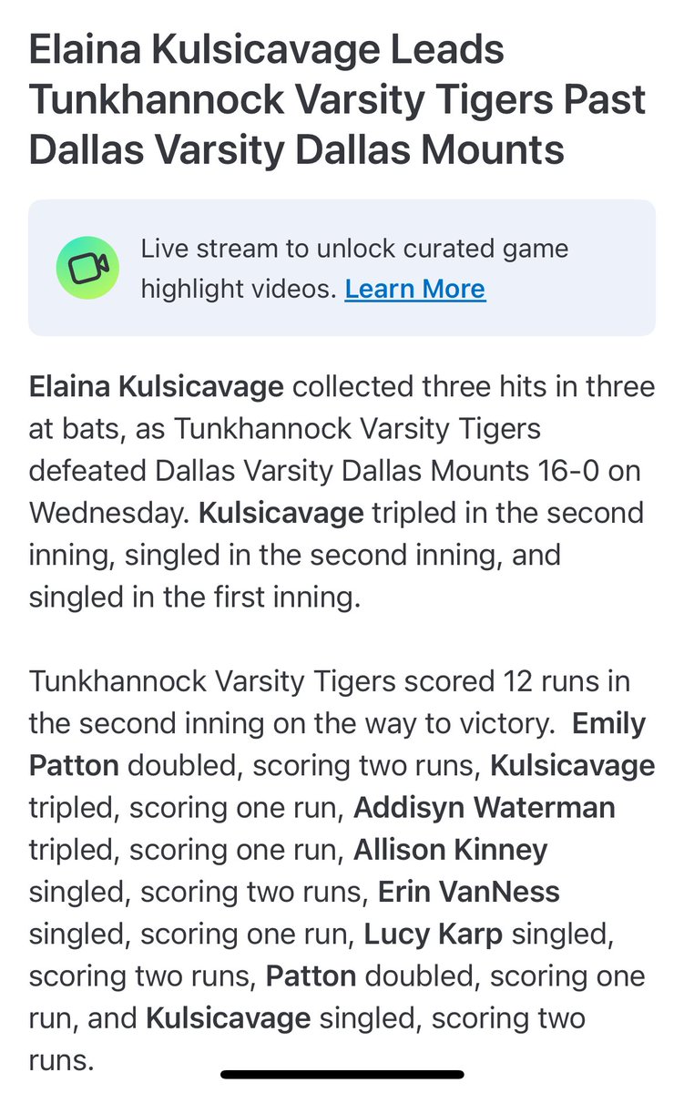 Tunkhannock Softball tweet media