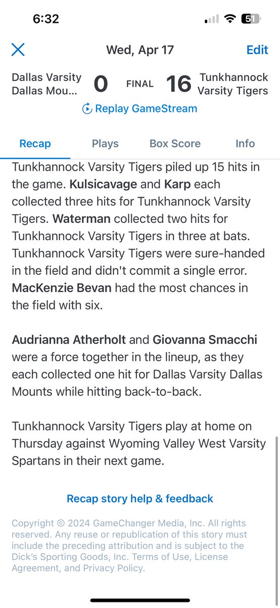 Tunkhannock Softball tweet media