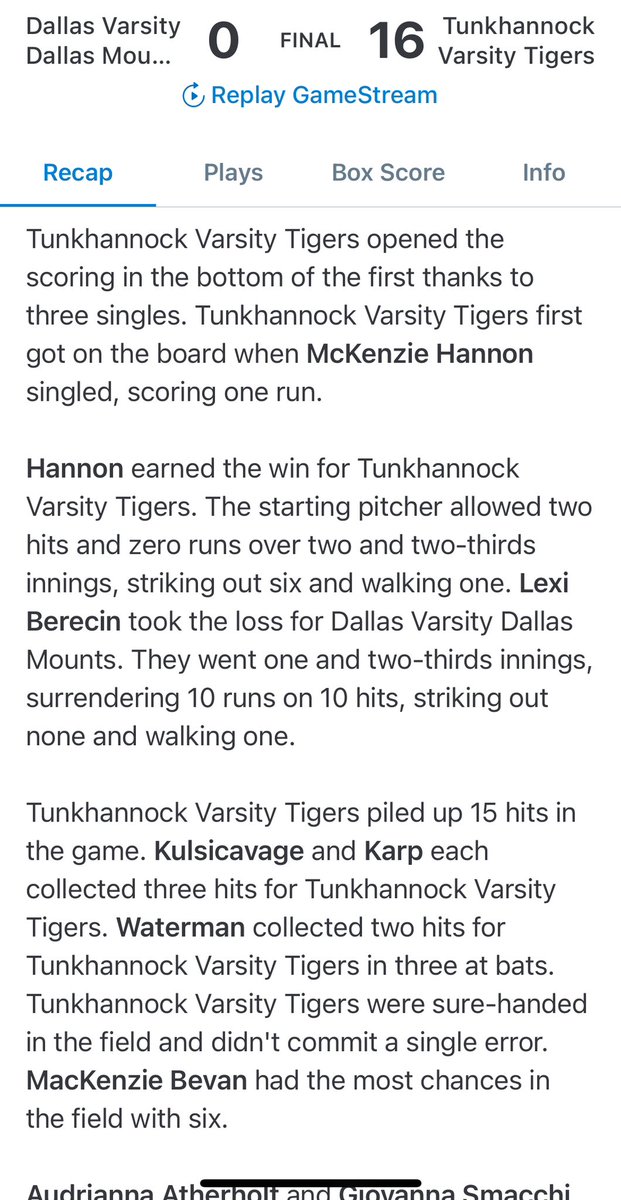 Tunkhannock Softball tweet media