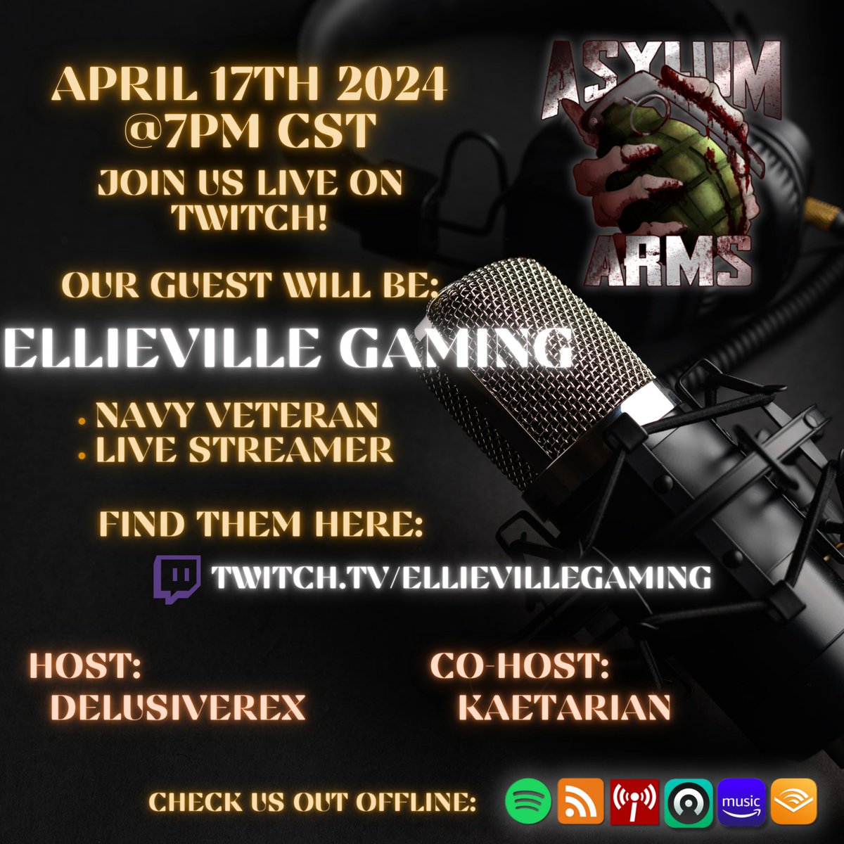 Tonight we will be interviewing @EllivilleGaming! We hope to see you all there!

#Veteran #podcast #firstresponder #activeduty