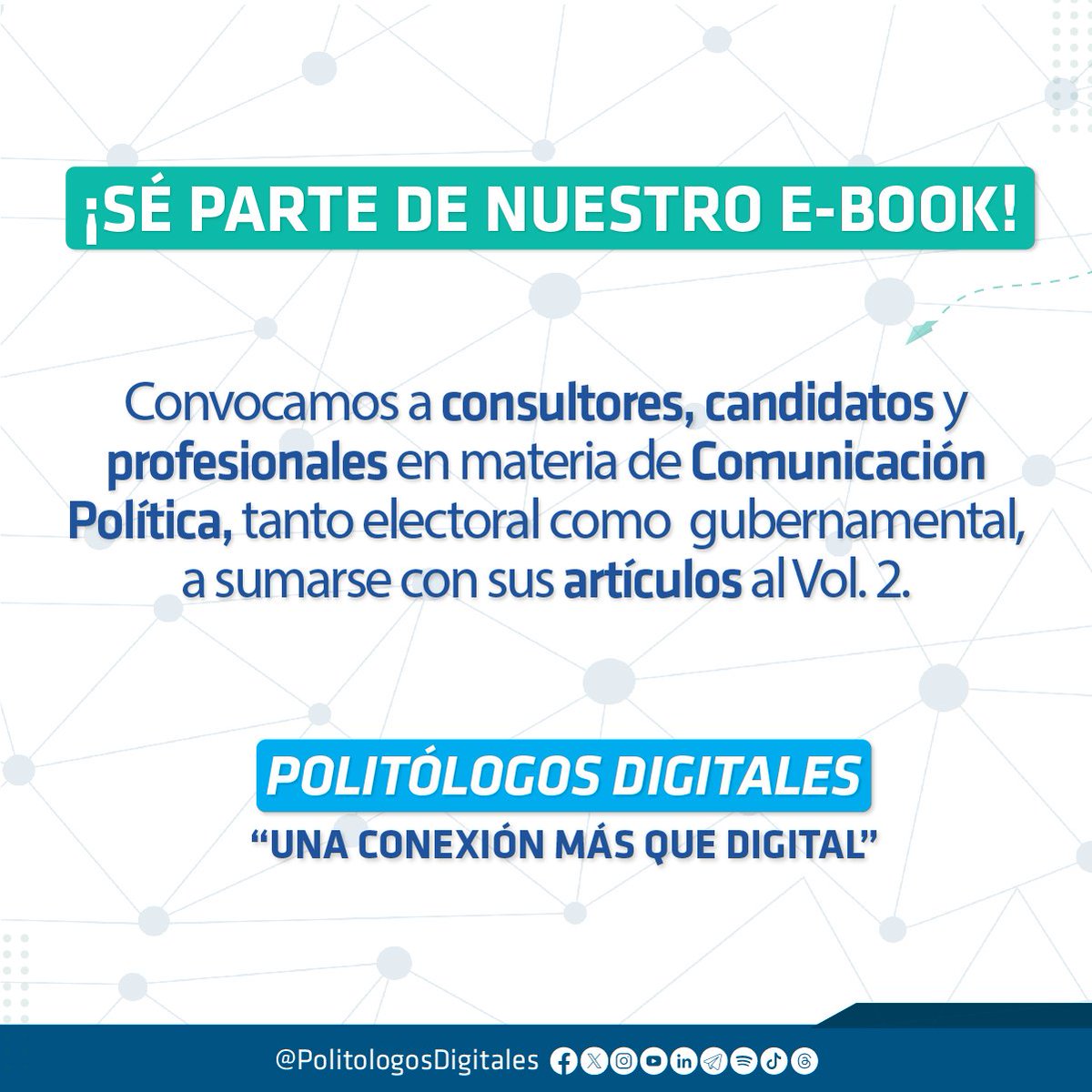 ¿Deseas ser parte del Vol 2 del Ebook que en su primera edición ganó un #Napolitans? 📘🏆 Contáctanos y conviértete en coautor del Vol. 2 de nuestro Ebook #PolitólogosDigitales. 💡✍️ 👉 ¡Escríbenos para más información! #Elecciones2024 #Artículos #ConsultoresPolíticos