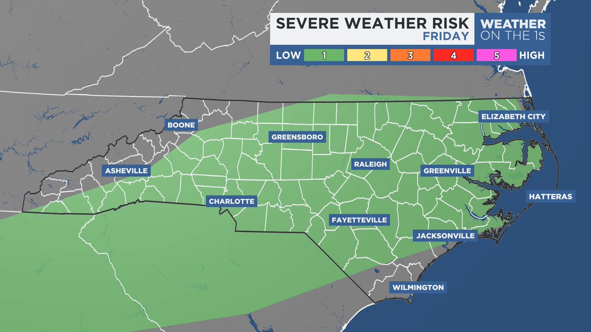 The SPC is watching North Carolina for a small severe weather potential on Friday afternoon and evening. #SpectrumNews1 #ncwx