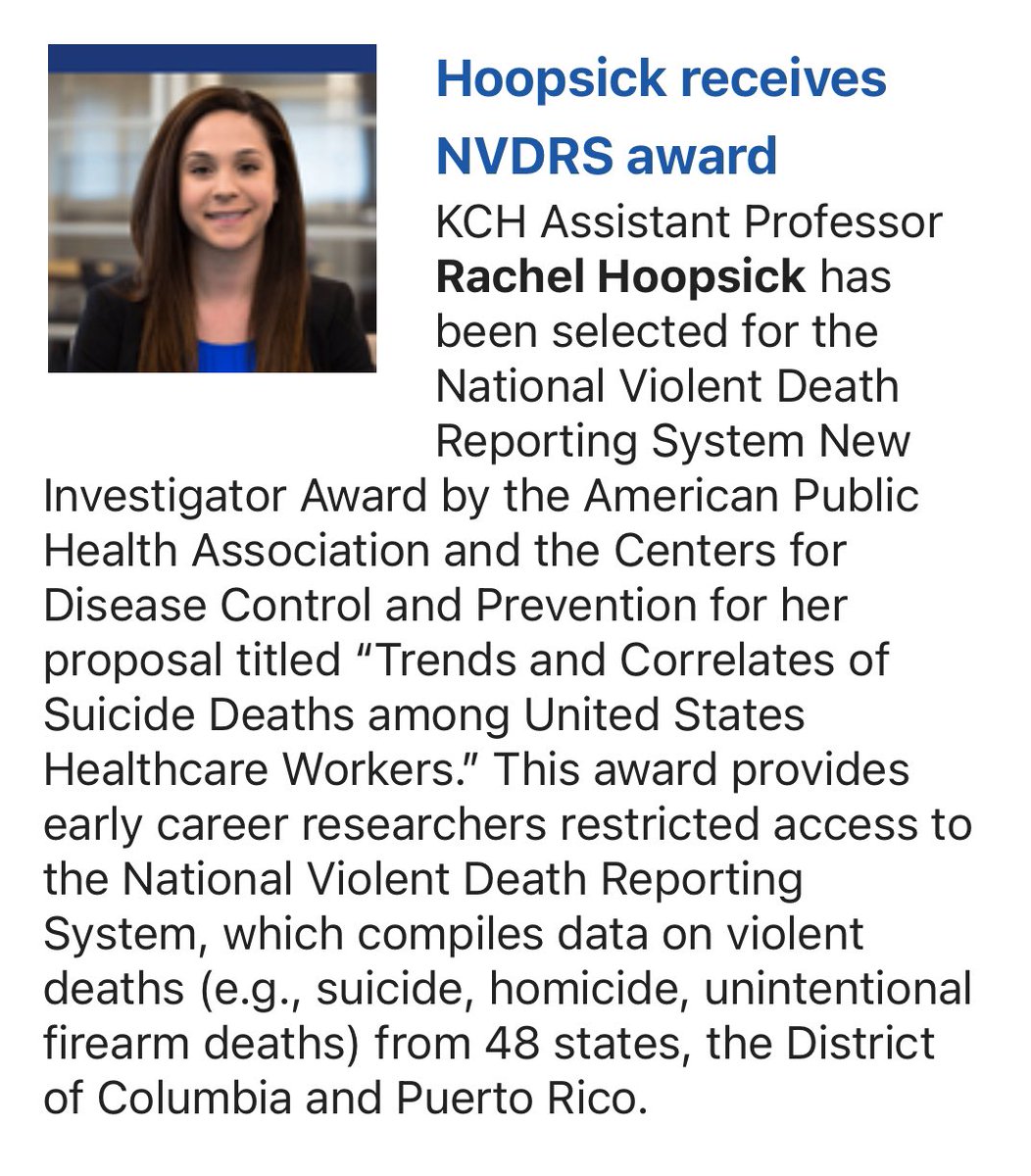 The semester is wrapping up, but I have a new project to keep me busy this summer! Can’t wait to dig into the @CDCgov National Violent Death Reporting System to understand more about the suicide deaths of healthcare workers ⤵️