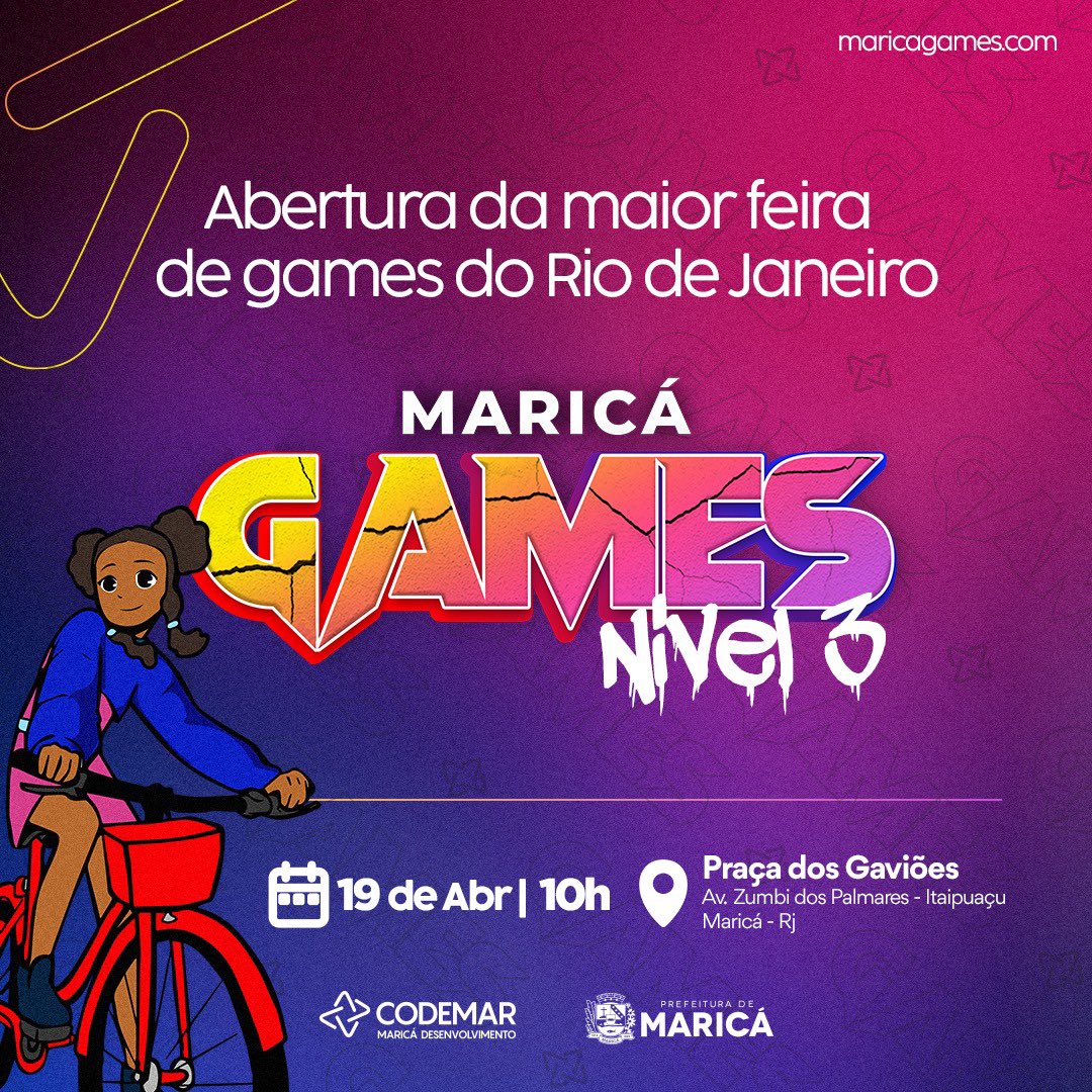 codemarmarica's tweet photo. Loading⏳
Está chegando a hora! Venha acompanhar a abertura oficial do maior evento de games do Rio de Janeiro. É nessa sexta-feira (19), às 10h, na Praça dos Gaviões, em Itaipuaçu.
É diversão para toda a família. Não vai ficar de fora, né? Te esperamos!
#Codemar https://t.co/i5BRW0V4IC