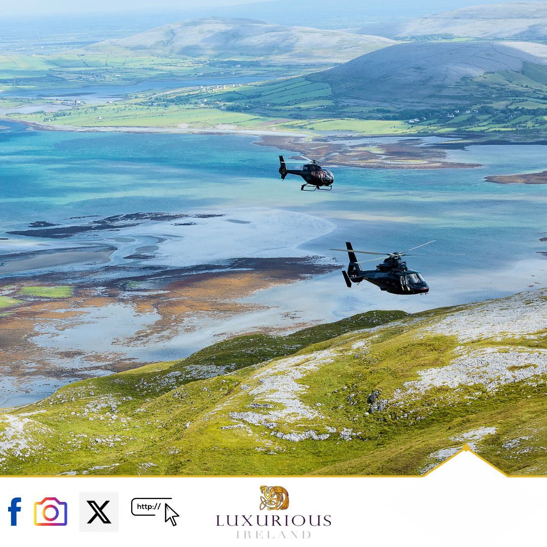 The sky is not the limit. 
See things from another perspective with a Luxurious Ireland tour.
For more Info: buff.ly/3Ruxm9y 
#Explore #DiscoverIreland #FailteIreland #LoveIreland #FillYourHeartWithIreland #KeepDiscovering #Tourism #Travel #Helicoper #HelicopterTours