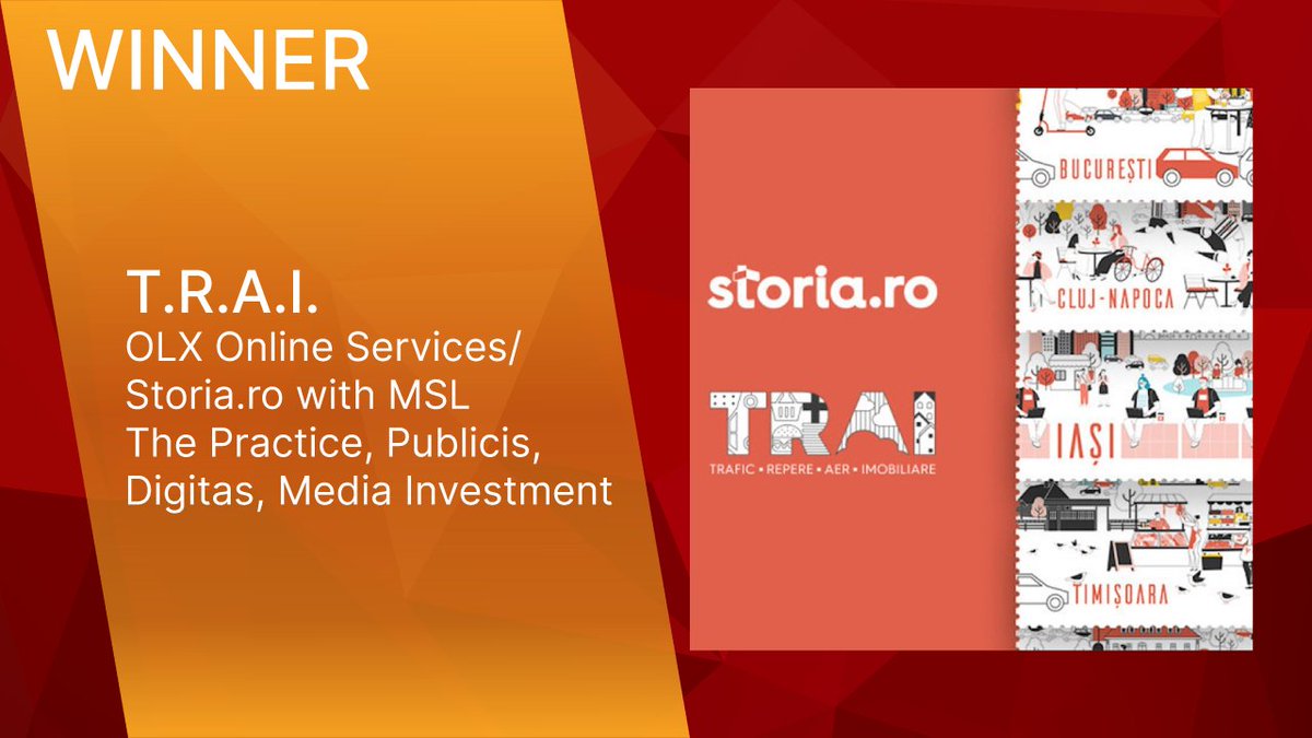 Provoke_News's tweet image. #SABREAwardsEMEA Winner: SUPERIOR ACHIEVEMENT IN RESEARCH AND PLANNING - T.R.A.I. - OLX Online Services/ Storia.ro with MSL The Practice, Publicis, Digitas, Media Investment
