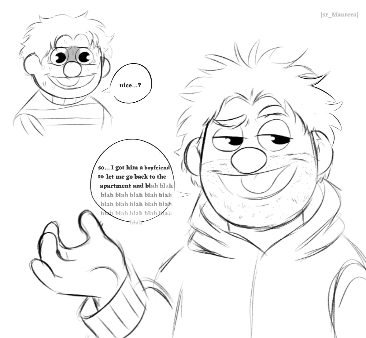 Sr_Mantecaaa's tweet photo. I had time not to draw this lazy man pfff
#AvenueQnicky #Erniesesame #puppetverse https://t.co/gFrsJwgeEm