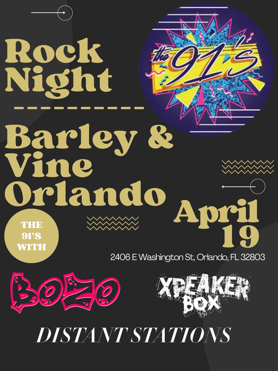 FRIDAY NIGHT!!!
Check out this awesome lineup at Barley and Vine Orlando! @barleyandvineorlando
We’re happy to be back home and we’re ready to rock! #orlando #poppunk #livemusic #orlandoband #orlandomusic #floridamusic #rockmusic #rock