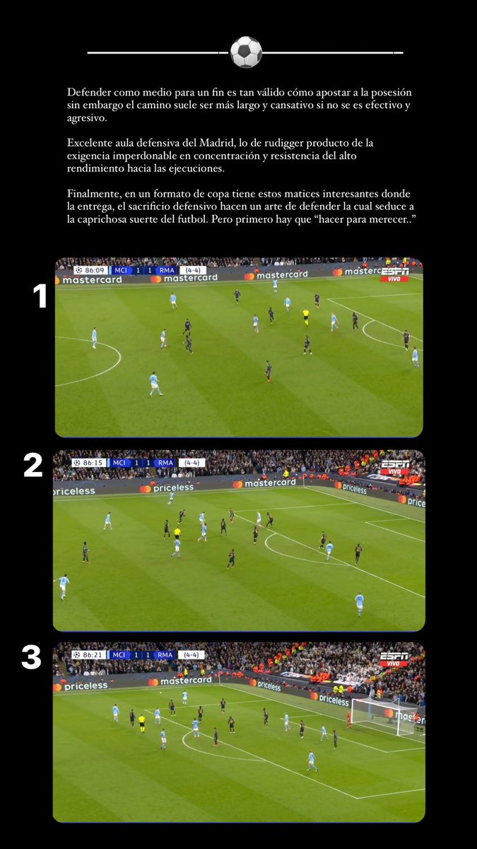 Mr Ancelotti. Saliéndose con la suya. Si quiere aprender de disciplina táctica defensiva. Véase este partido en sus 120min. No soy a favor pero es un medio válido para instancias como estas. Defender bien no es fácil, para nada lo es…hay que tener mucho más que una “figura”.