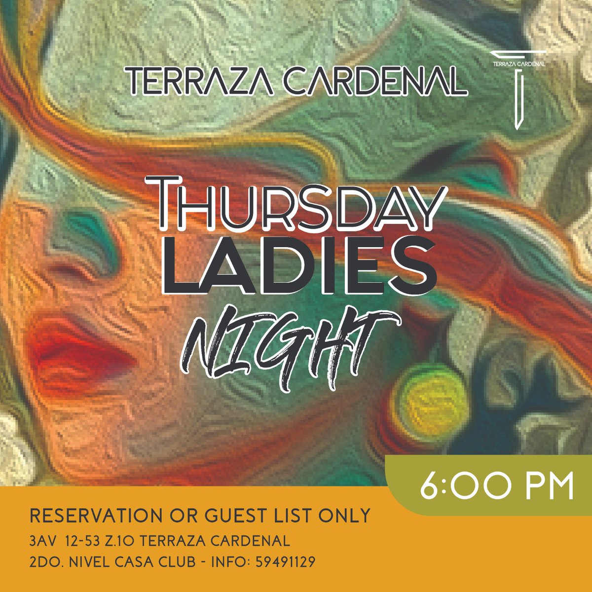 Thursday sunset & ladies night
@ terraza cardenal z.10

#daynnight #clubbar #meet #food #drinks #friends #cool #party #Guatemala #atardecer #noche #ladiesnight

#onlywithreservation or #list

Rsvp/info dm