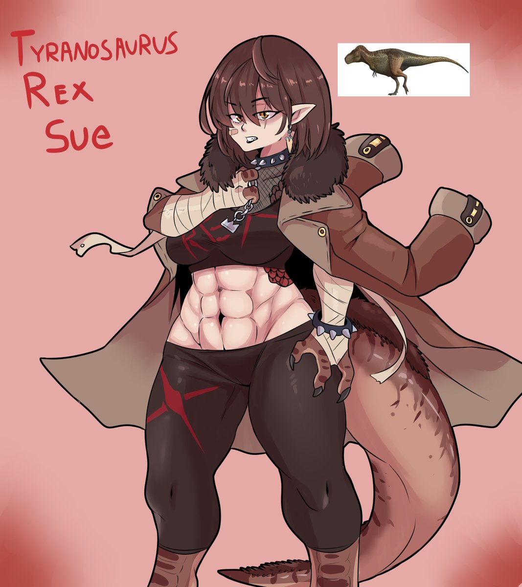 the sovereign queen of North America, the perfect apex predator, only her strength is comparable to her beauty, Sue is ready to dominate you hehehe

#gijinka #art #MonsterGirls