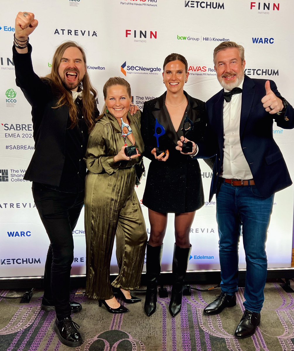 3x SABRE Awards
3rd Best in Show
Like. Whoa.
🔥🔥🔥

Go team Caverion (& co.) for the winning work Finland’s Energy-Wisest School! Hats off to team Kurio too, ofc! ✨🙌✨

#SABREawardsEMEA