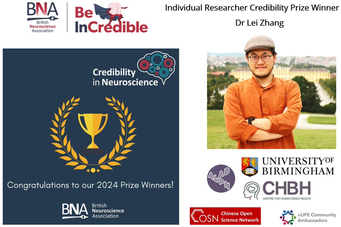 Extremely honoured to receive the @BritishNeuro Individual Researcher Credibility Prize! It's been definitely a team effort, and I am grateful to many people! @ScanUnit @ChineseOpenSci Special thank @sirileknes for supporting! @UoB_SoP @TheCHBH @LES_UniBham @unibirmingham