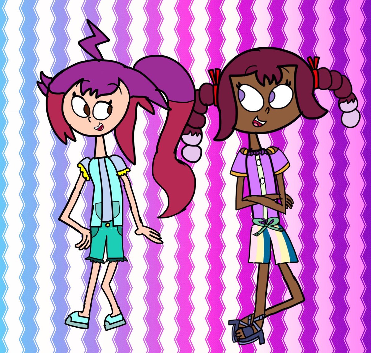 Shelcy and Kiana got these new outfits for Summer 2024 and for a new story that will be published in early May!

#art #artwork #digitalart #originalcharacterart #originalcharacters #summer #SUMMER2024 #summeroutfits #outfitdesigns