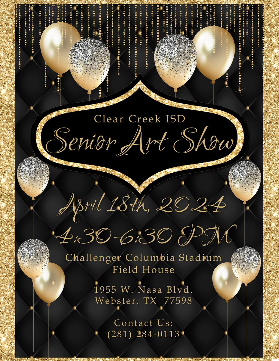 Tomorrow is the big day! Come and check out the amazing artwork by our CCISD seniors! There will also be live music by the Clear Creek HS String Quartet as well as some yummy appetizers to enjoy. We hope to see you there!
