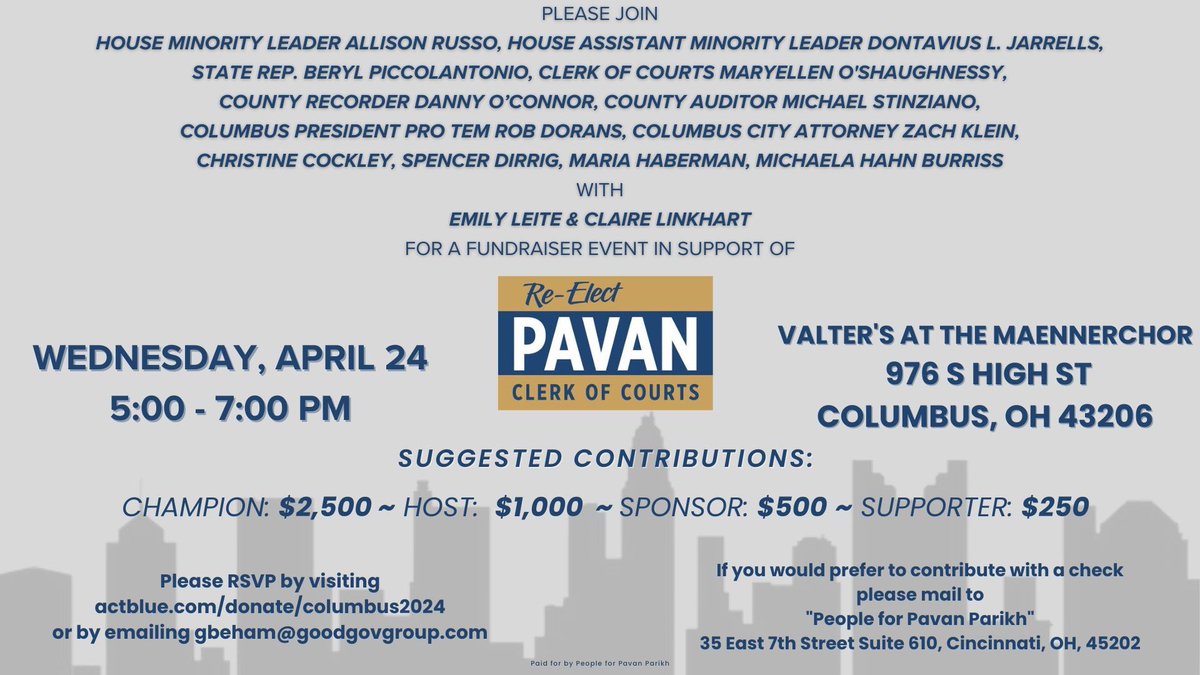 🚨Join us in Columbus in ONE WEEK🚨 Visiting Columbus, a city which is near and dear to my heart, means a lot to me. I am a better public servant today because of the lessons I learned working there at the start of my career. Please join us! RSVP: secure.actblue.com/donate/columbu…