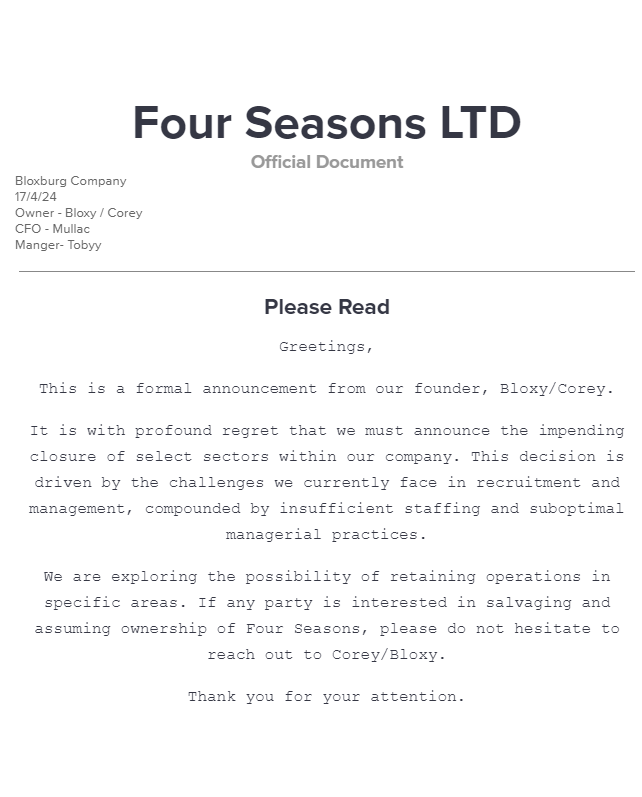 FourBloxburg's tweet photo. This is Announcement  Of Four Seasons Future From the Founder Of Four Seasons Please Read!

#bloxburgbuilds #bloxburg https://t.co/6lUvNRjIDx