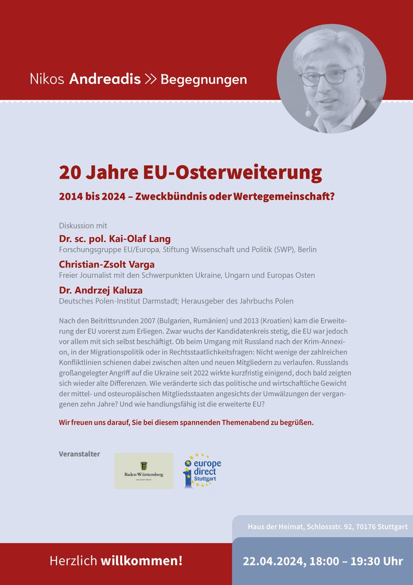 Nikos_Andreadis's tweet photo. E I N L A D U N G  //  22.04.2024  //  20 Jahre EU-Osterweiterung https://t.co/mZz90RaLJS