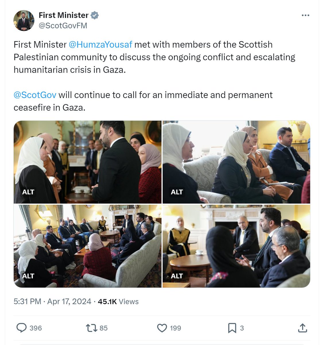 The First Minister of Gaza is now hosting Palestinian parties in Bute House. You Yes Yet?
