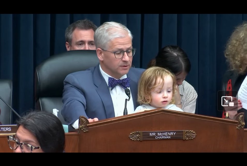 Chair Patrick McHenry (R-N.C.) is also juggling childcare and markup duties here