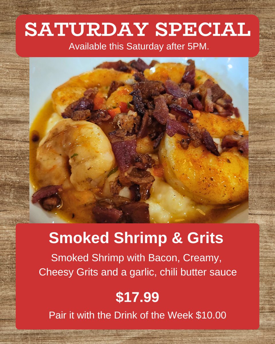 Get ready to indulge in a southern classic with a smoky twist! 🔥🍤 

Join us this Saturday evening at Crazy Good Barbeque for our special of Smoked Shrimp and Grits! 

Don't miss out on this delicious experience - we'll see you there!

#ShrimpAndGrits #SaturdaySpecial #KCBBQ