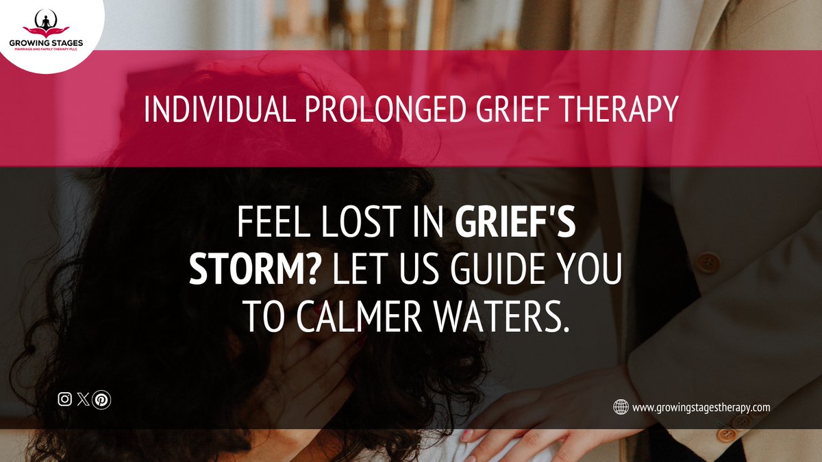 Seeking individual prolonged grief therapy? Let Growing Stages Marriage & Family Therapy PLLC be your guide through grief's storm to calmer waters.
.
Link : growingstagestherapy.com/grief-and-loss
.
#grieftherapy #individualtherapy #mentalhealthsupport #emotionalhealing #therapyjourney