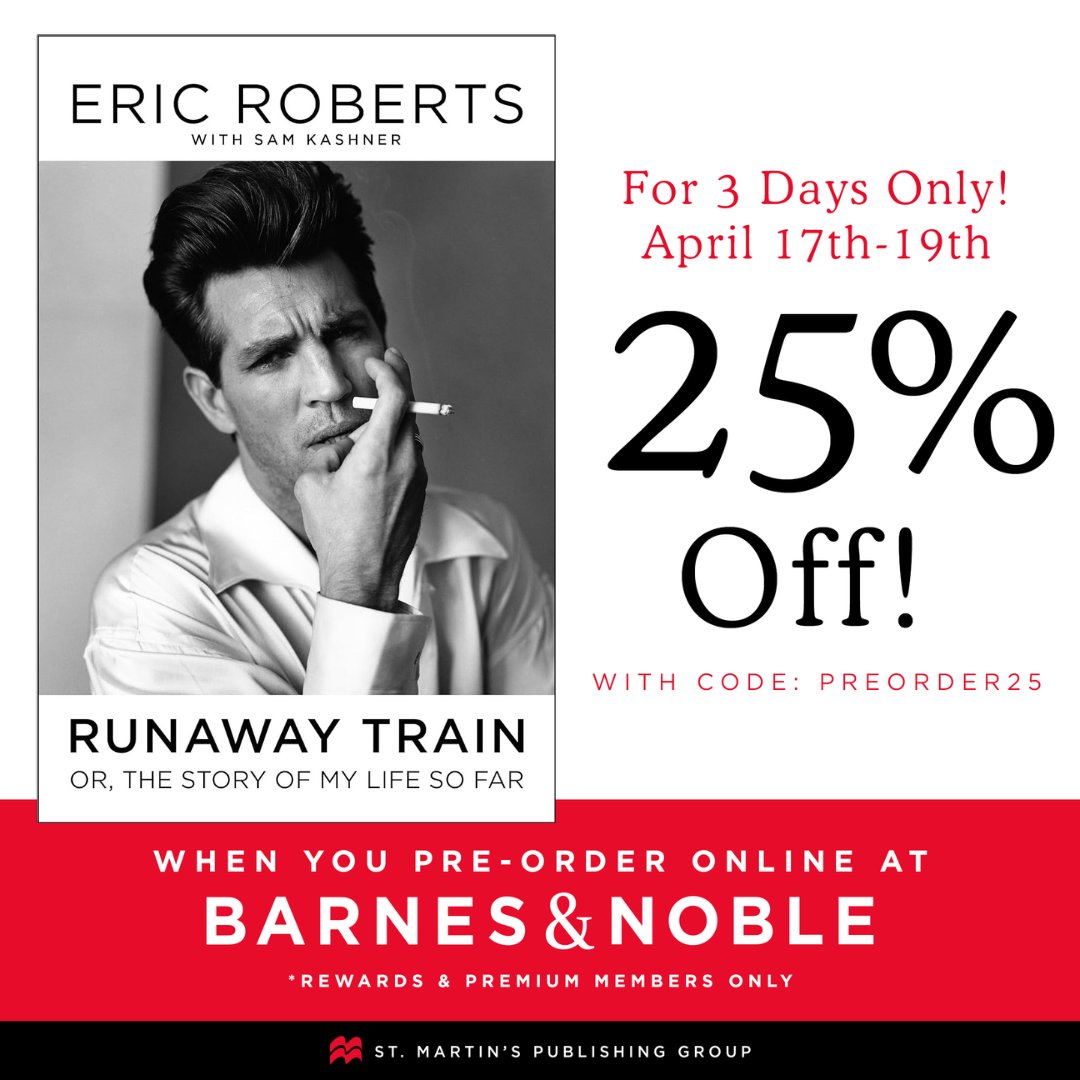 Runaway Train - my new memoir - has a pre-order special at B&N from 4/17 - 4/19. 25% off with code PREORDER25. Discount available to B&N members but free memberships available here: barnesandnoble.com/membership/ then apply the discount! Otherwise order at: bit.ly/RunawayTrainBN