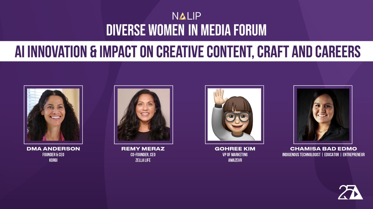 Announcing the panel: AI Innovation & Impact on Creative Content, Craft & Careers Join us for a discussion w/industry insights & demos of AI content-& career-facing companies founded & championed by WOC. #DWIMF2024 is FREE for NALIP Members! Register: nalipevents.com/event/dwimf/su…