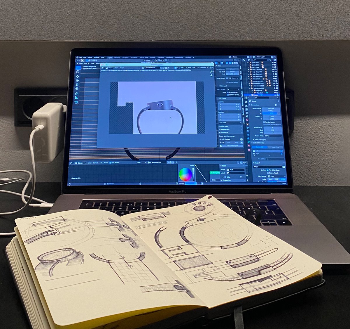 Throwback to an early stage of the design process

#prototype #watch #IndustrialDesign #WatchDesign #3DPrinting #Prototypes #Sketches #WatchPrototype #3DPrinted #DesignDrawings #PrototypeDesign #DesignSketches #blender #blender3d #BlenderSoftware