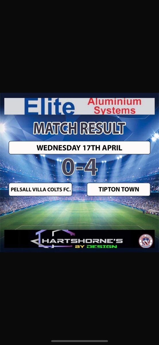 FT 0-4 A tough night for the lads. The scoreline probably doesn’t reflect the full story of the game however Tipton punished mistakes as all good teams do and take the 3pts. All the best to them for the rest of the season. The boys will look to bounce back Saturday ❤️🖤