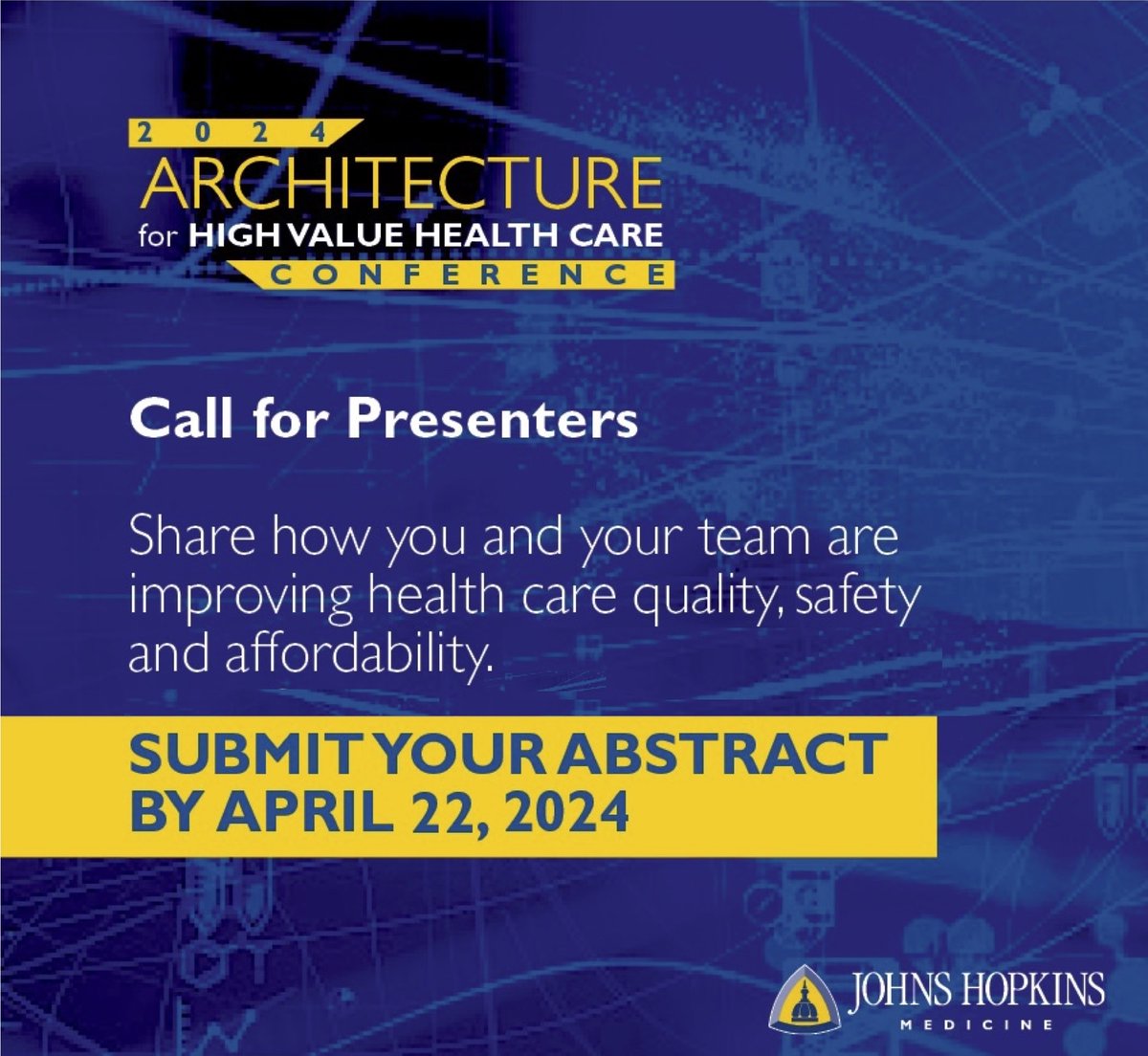 hvpaa's tweet photo. 📢Last week to submit abstracts 📢 7th annual Architecture of High Value Health Care national conference. Provider-led, value-based QI work & educational curricula will be considered for podium or poster presentation. Premier information sharing venue for clinician-driven health care transformation. Abstracts due April 22. Website: https://t.co/ewPoYhaX8O #healthcarequality #patientsafety #highvaluehealthcare #caretransformation #healthcareaffordability #clinicalinnovation #medicaleducation
@HopkinsMedicine @Pahwa @DocLennyF
@ChrisMoriates @CostsofCare