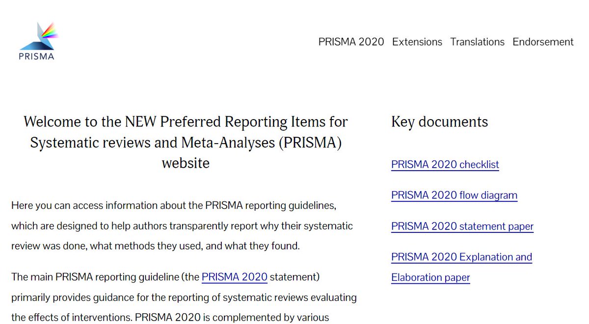 The PRISMA statement website has had a makeover! Access all the checklists, flow diagram templates and other resources at prisma-statement.org