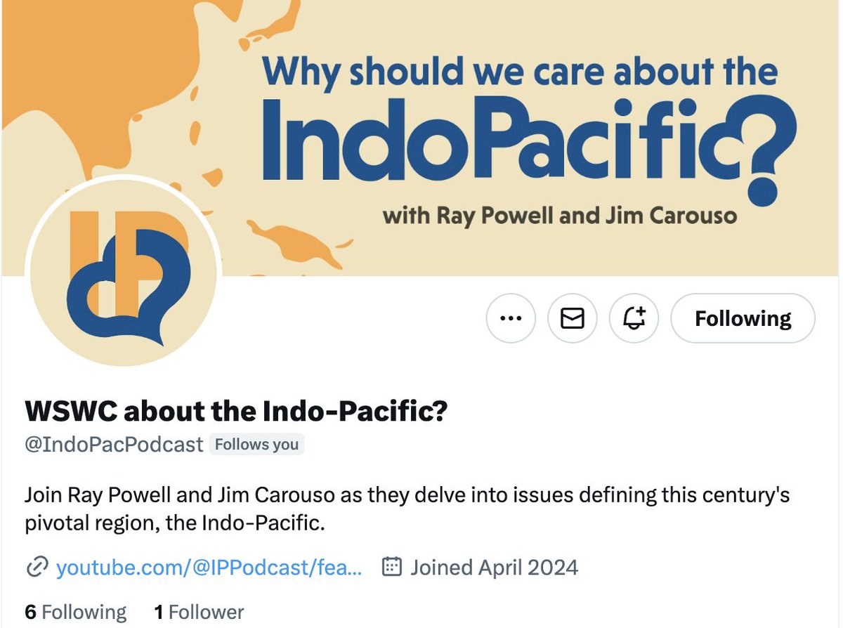 🚨@IndoPacPodcast now has its own X account. Please like, follow & share!