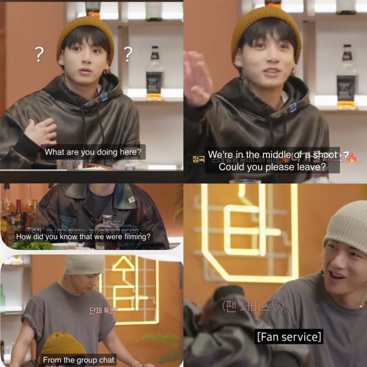 This has to be the funniest sh!t ever, if they was a couple why 🐻 found out the shoot from group chat and not his bf? If 🐰 is so close to 🐻 why he say “what are you doing here?”😂😂 and look what the staff said, “FAN SERVICE” 😂😂😂 they even know the truth😂😂