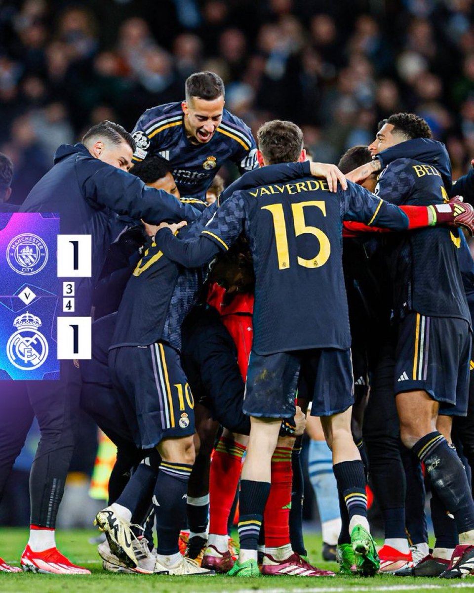#RealMadrid progressed to the semifinals of the #ChampionsLeague after a penalty shootout victory over #ManchesterCity 

#UCL