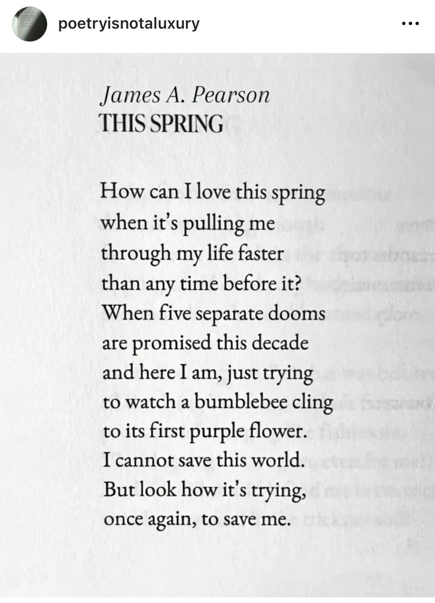 #PoetryIsForLife Year 4, Day 17:  “This Spring” by James Pearson. Felt the impact of this one today!