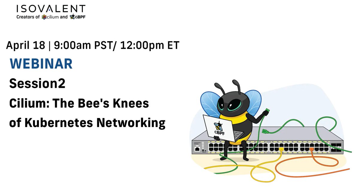 Join our Networking webinar tomorrow! 🔍 Learn how Cilium tackles challenges 🌐 Refresh your BGP knowledge & explore its role in K8s environments 🚀 Explore Cilium's IP Management for LoadBalancers Plus, hands-on lab time! Register now: isovalent.site/3Jo6eFX