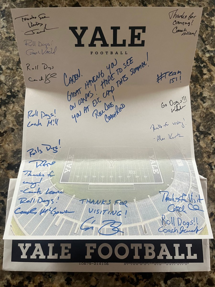 I really appreciate @CoachRenoYale and the rest of the @yalefootball coaching staff for the hand written messages! #ThisIsYale | #Team151 
@coach_smcgowan @CoachOstrowsky @StevenVashel @coachjjanderson @CoachJanecek @maknight3 @Bigstef72 @paupaupau5 @AlexKurtzYale…